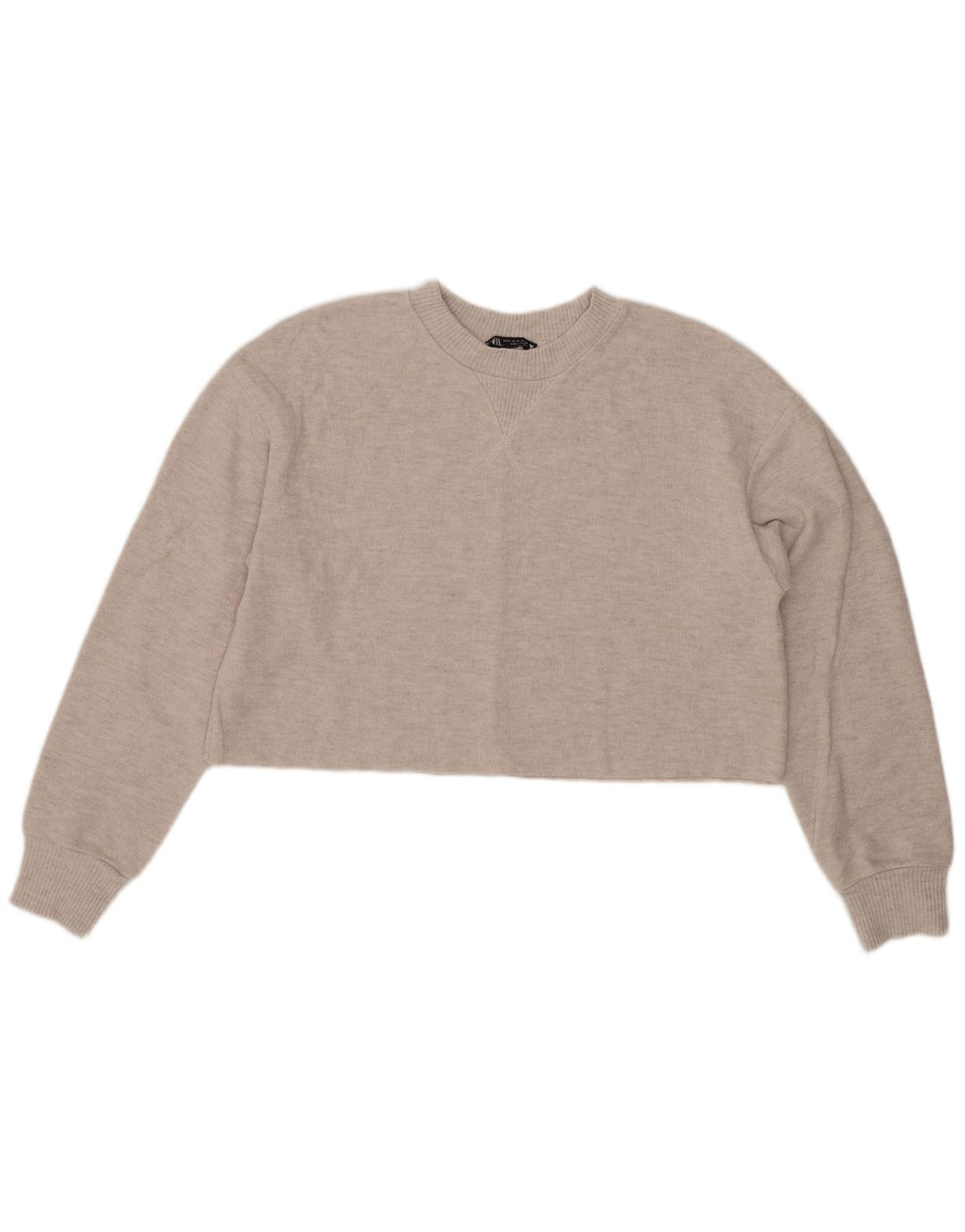 Zara Womens Crop Blouse Top UK 14 Medium Grey Polyester