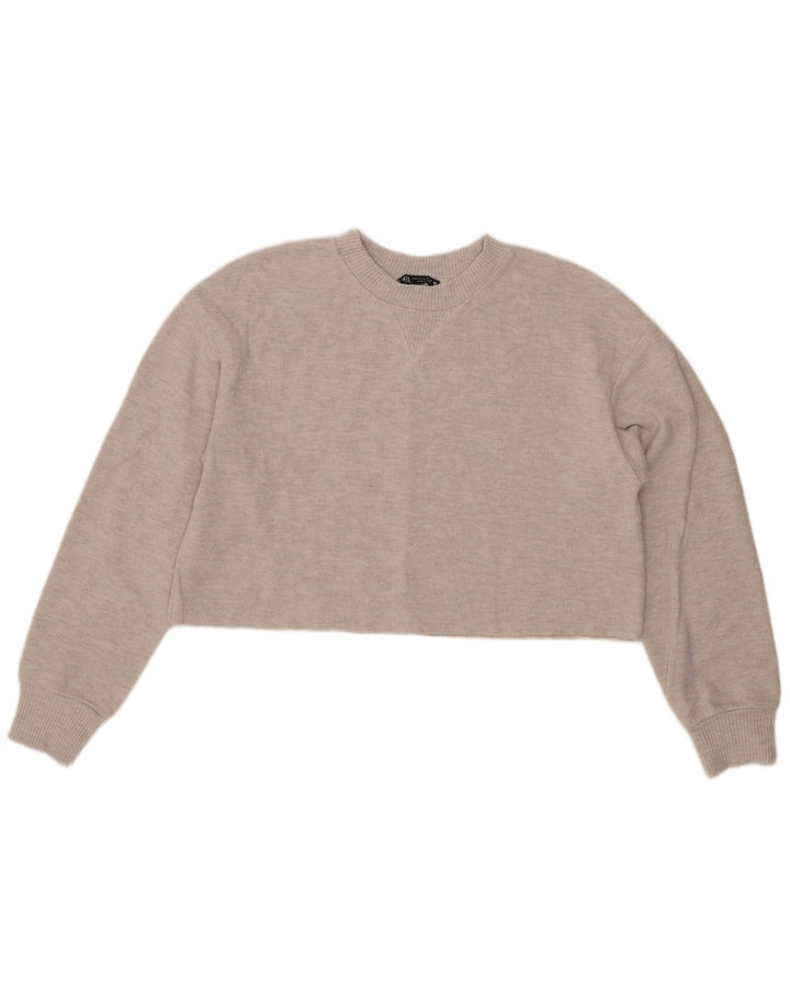 Zara Womens Crop Blouse Top UK 14 Medium Grey Polyester