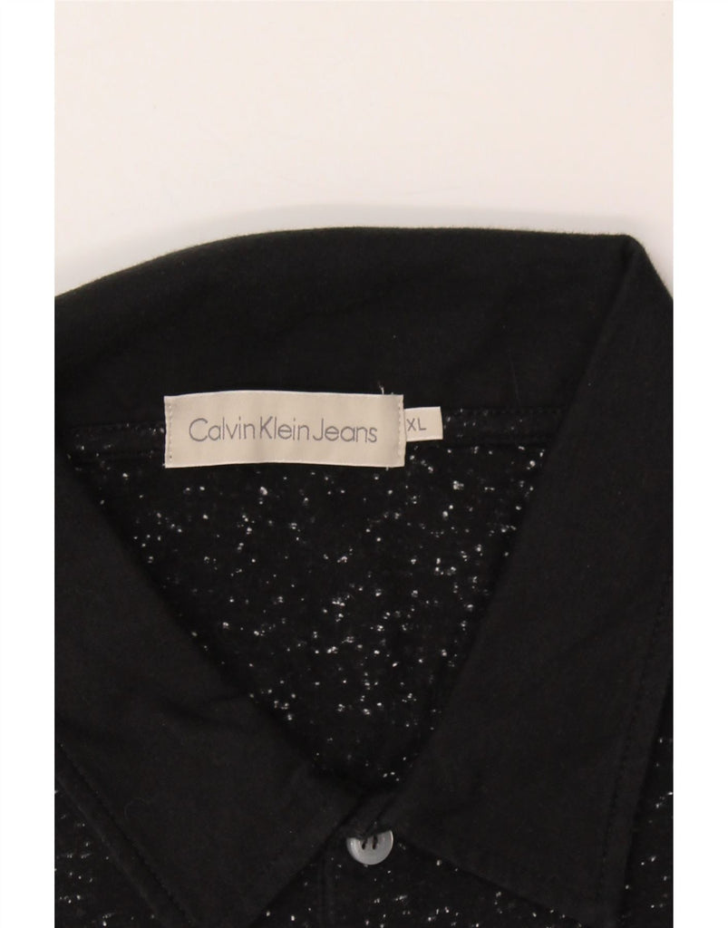CALVIN KLEIN JEANS Mens Polo Shirt XL Black Spotted Cotton Vintage Calvin Klein Jeans and Second-Hand Calvin Klein Jeans from Messina Hembry 