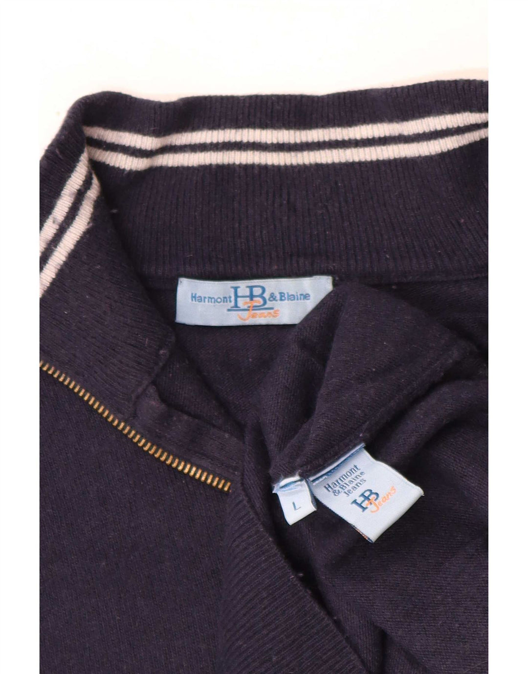 Harmont & Blaine Mens Zip Neck Jumper Sweater Large Navy Blue