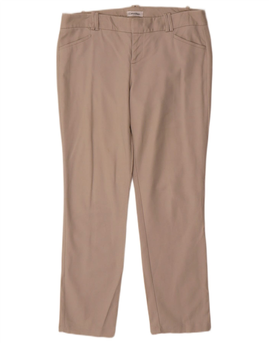 Calvin Klein Womens Straight Casual Trousers US 8 Medium W32 L28 Beige