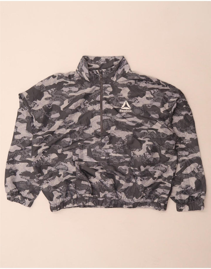 Reebok Womens Oversized Pullover Tracksuit Top UK 16 Large Grey Camouflage
