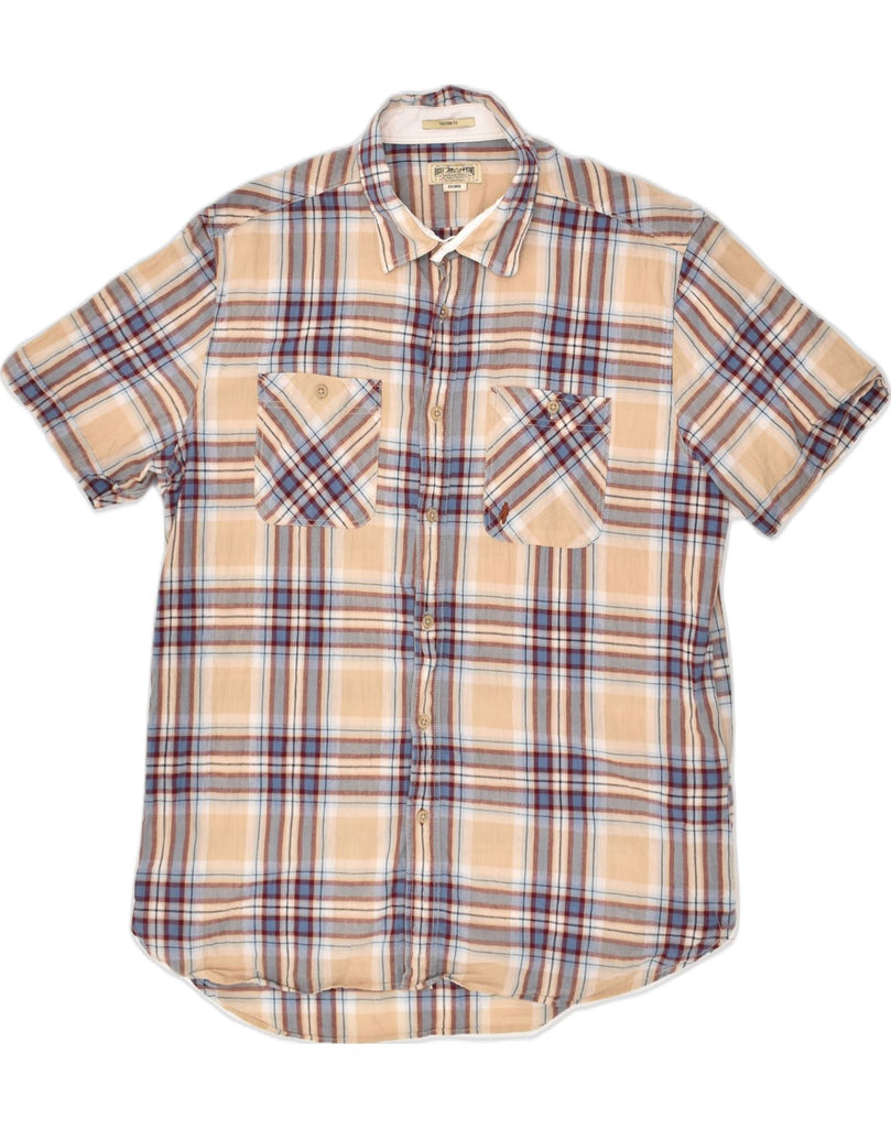 MARLBORO CLASSICS Mens Custom Fit Short Sleeve Shirt 2XL Beige Check | Vintage Marlboro Classics | Thrift | Second-Hand Marlboro Classics | Used Clothing | Messina Hembry 