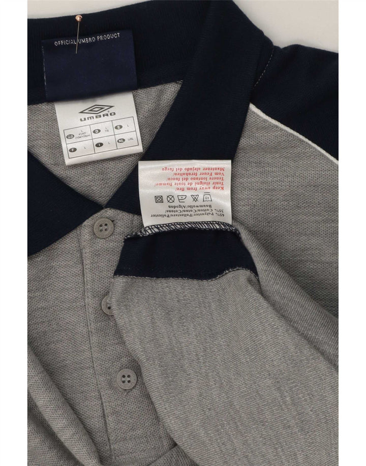 Umbro Mens Polo Shirt UK 41/43 Large Grey Colourblock Polyester