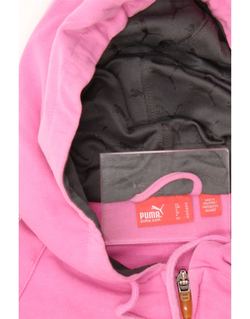 PUMA Womens Graphic Zip Hoodie Sweater UK 12 Medium  Pink Colourblock Vintage Puma and Second-Hand Puma from Messina Hembry 