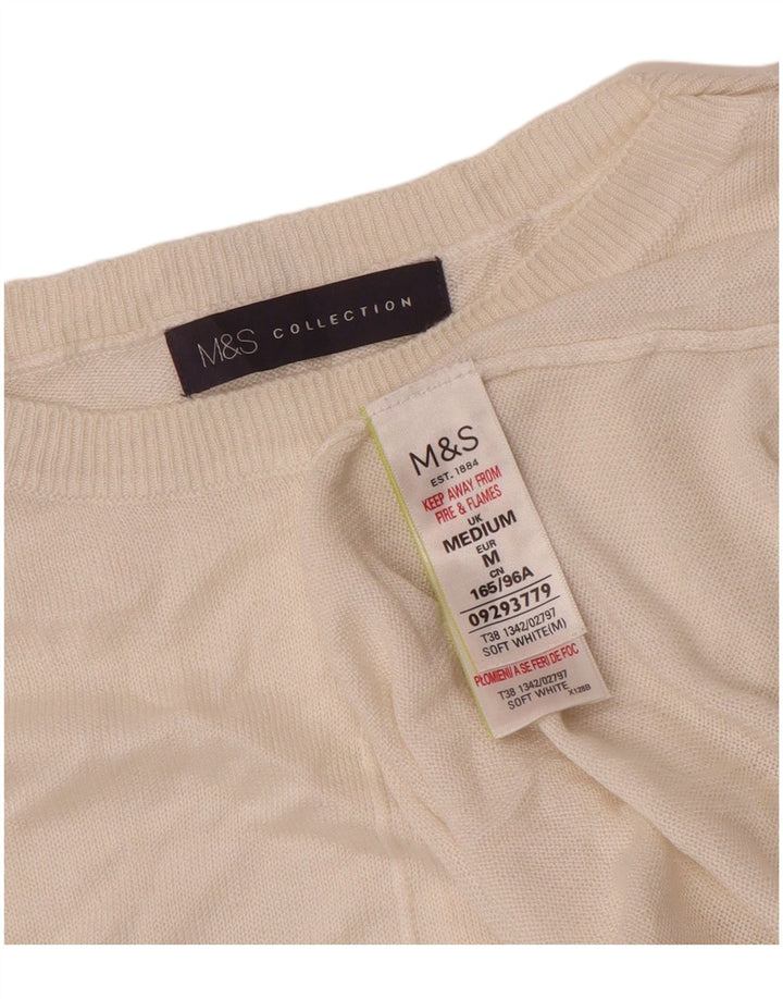 Marks & Spencer Womens Boat Neck Jumper Sweater UK 14 Medium Off White