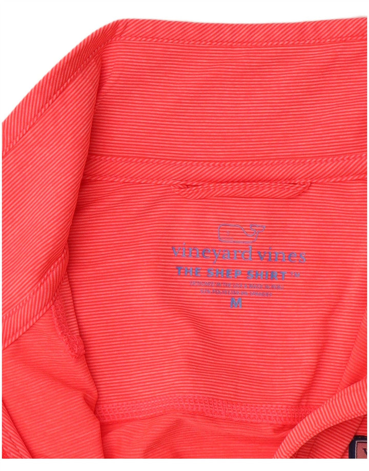 VINEYARD VINES Womens Zip Neck Top Long Sleeve UK 14 Medium Pink Striped