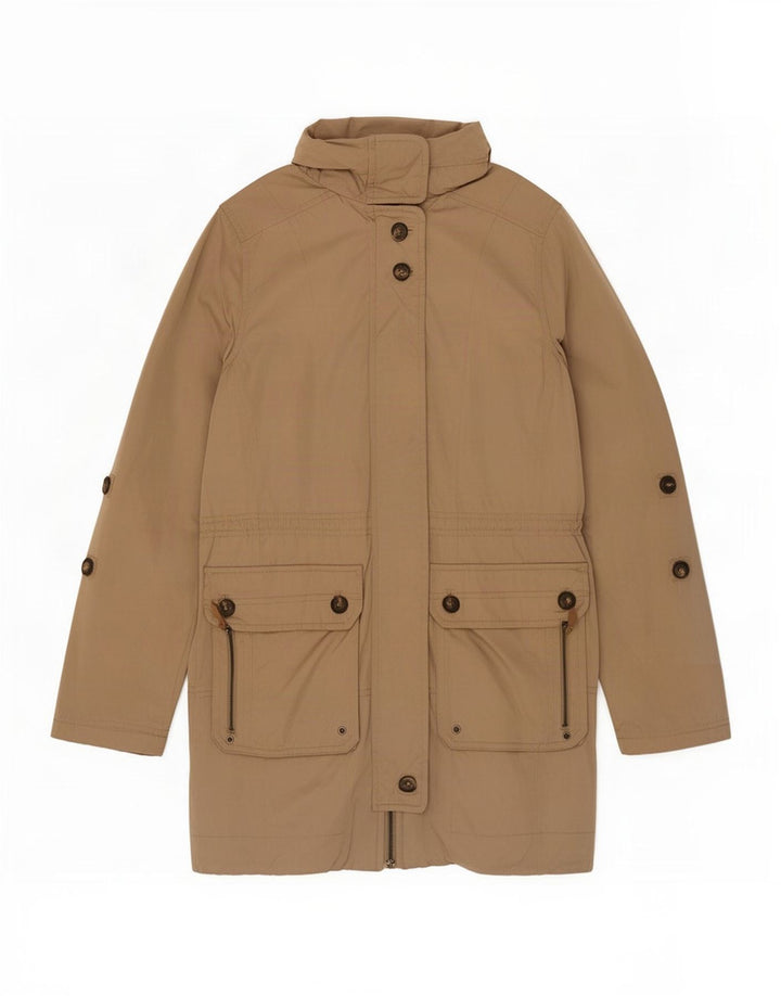 Massimo Dutti Womens Hooded Parka Jacket UK 12 Medium Beige