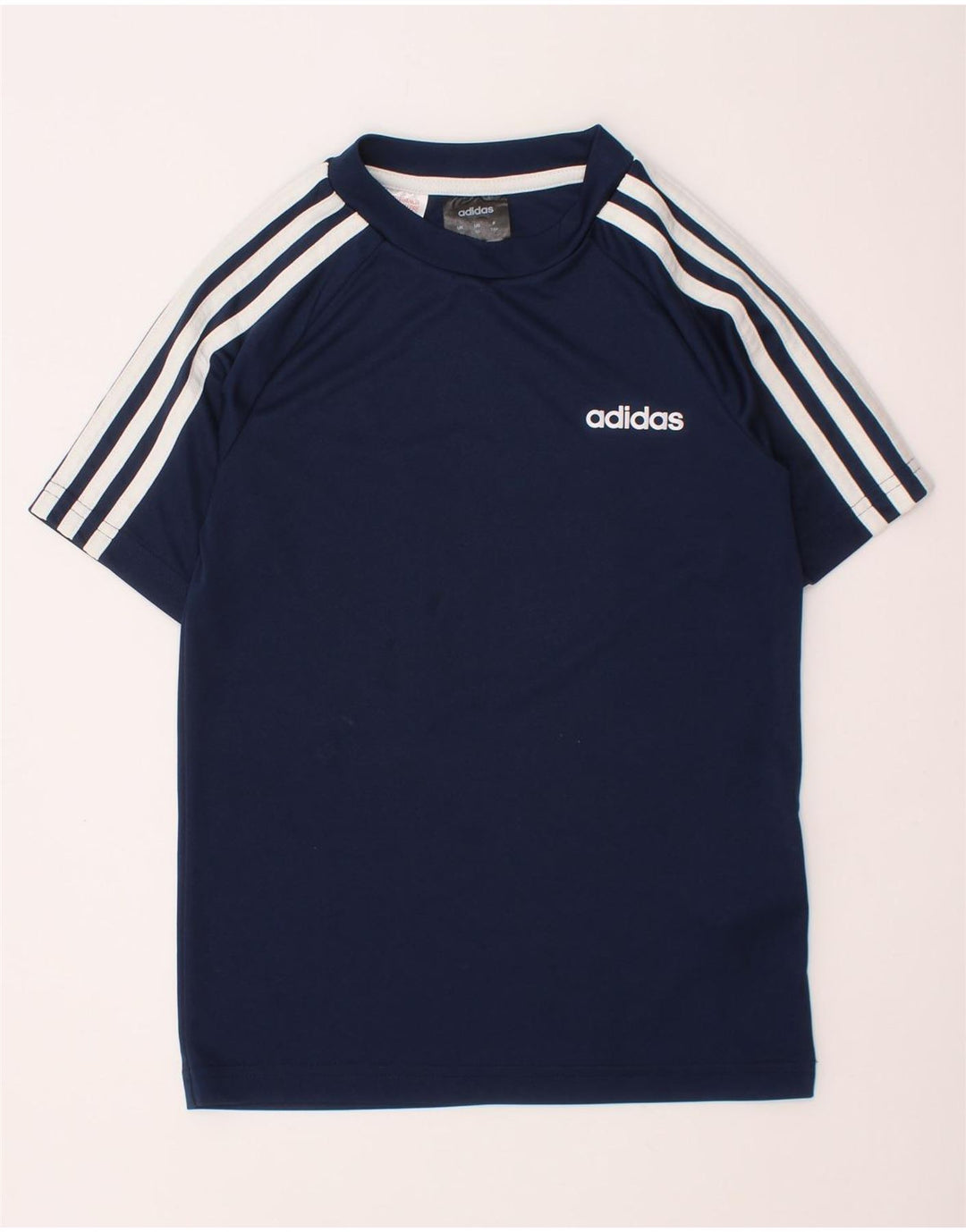 ADIDAS Boys Climalite T-Shirt Top 7-8 Years Navy Blue Polyester