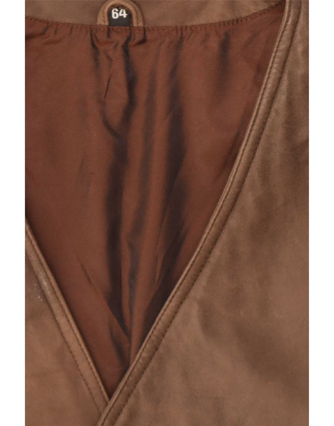 Vintage Mens Leather Waistcoat IT 64 5XL Brown
