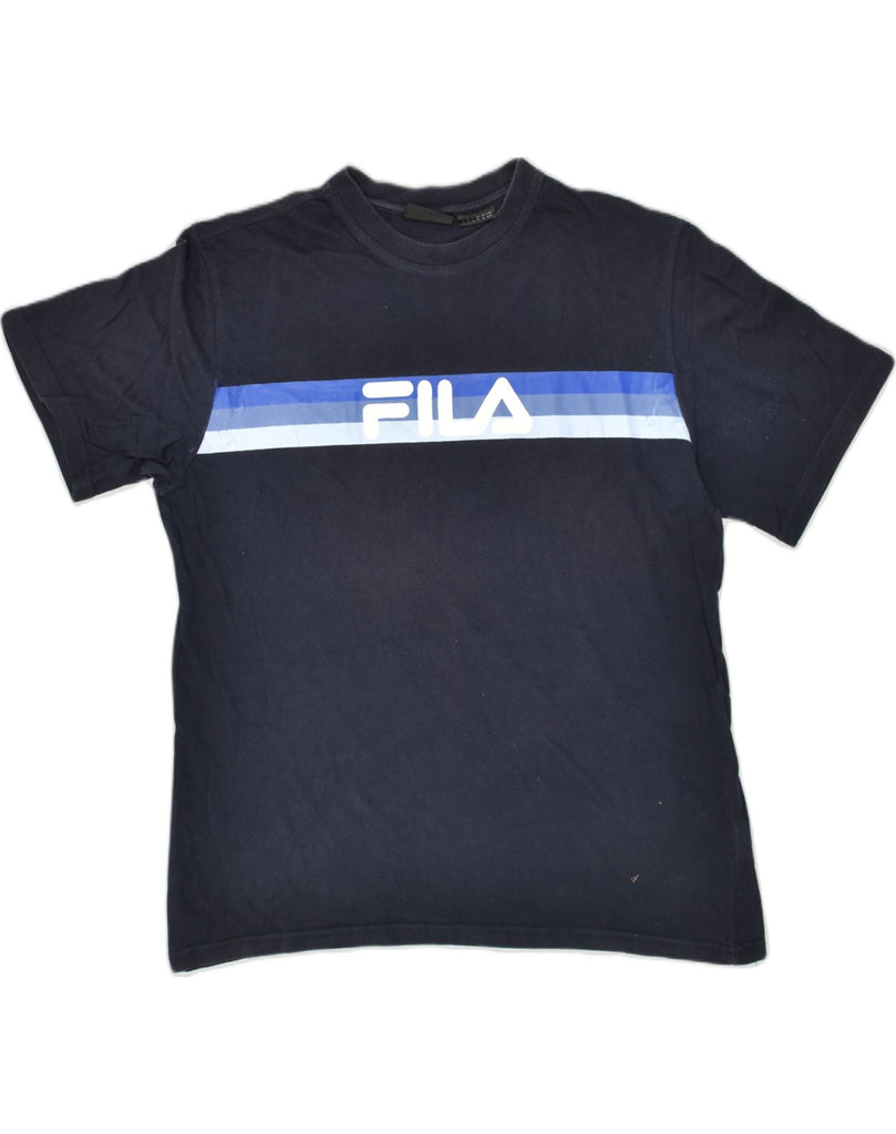 FILA Mens Graphic T-Shirt Top Medium Navy Blue Cotton | Vintage Fila | Thrift | Second-Hand Fila | Used Clothing | Messina Hembry 