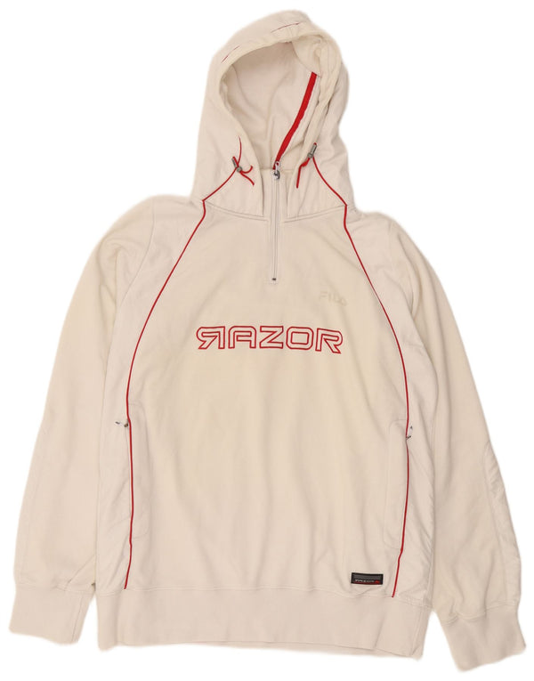 Fila Mens Graphic Zip Neck Hoodie Jumper Medium White