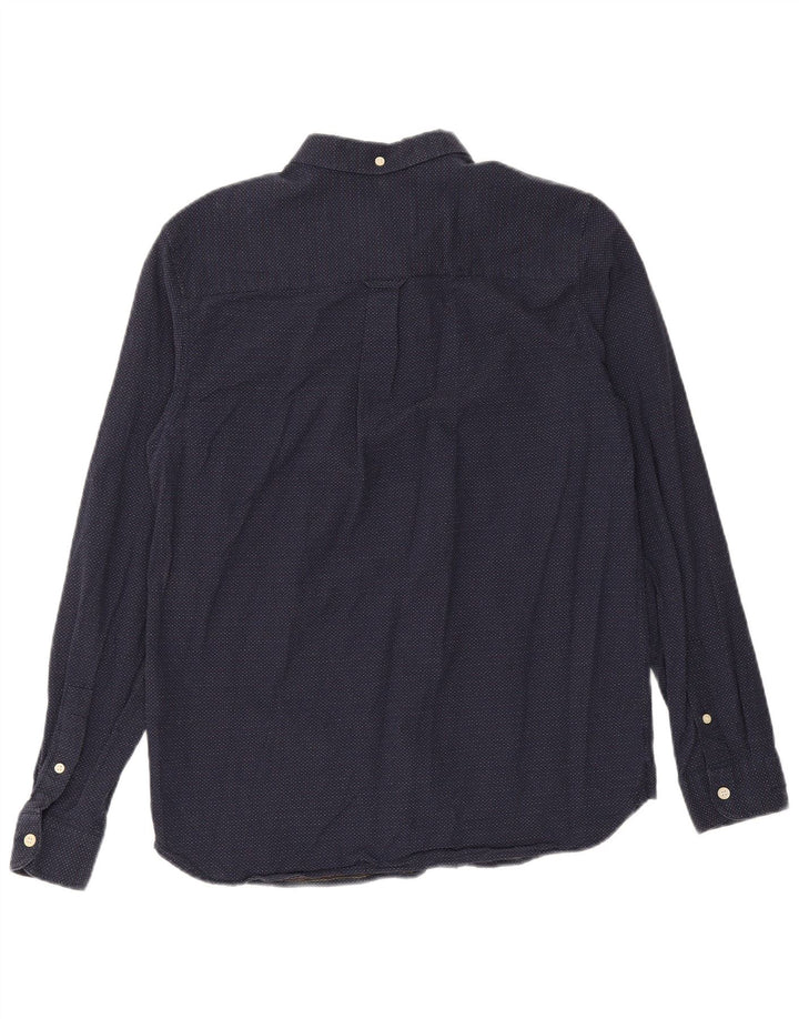 LYLE & SCOTT Mens Shirt Medium Navy Blue Spotted Cotton