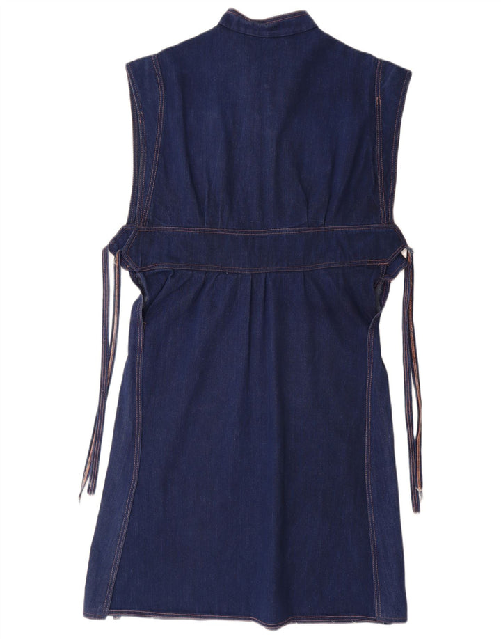 VINTAGE Womens Denim Dress UK 14 Medium Blue