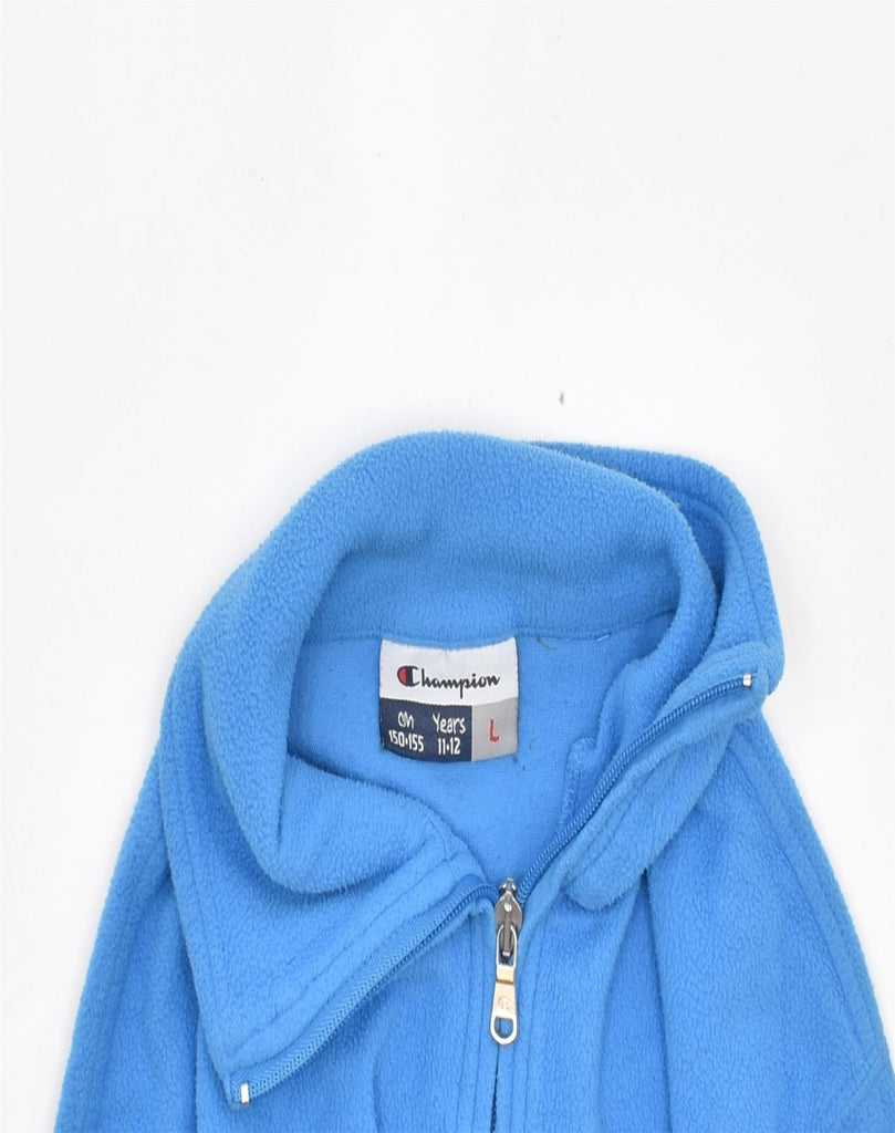 CHAMPION Boys Zip Neck Fleece Jumper 11-12 Years Blue Polyester | Vintage | Thrift | Second-Hand | Used Clothing | Messina Hembry 