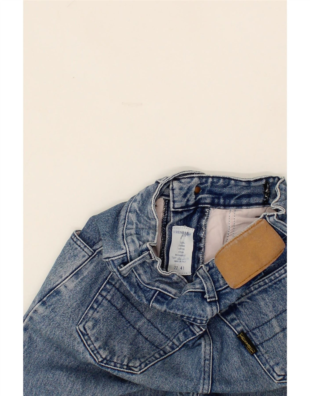 TRUSSARDI Womens Tapered Jeans W27 L25 Blue Cotton Vintage Trussardi and Second-Hand Trussardi from Messina Hembry 
