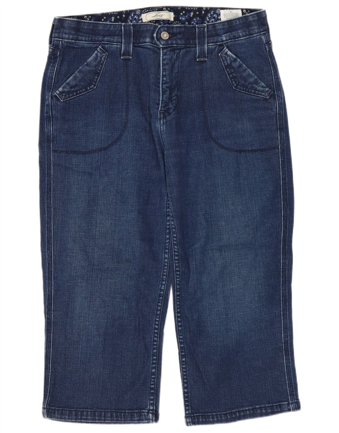 LEVI'S Womens Capri Jeans US 12 Large W32 L20 Navy Blue Cotton
