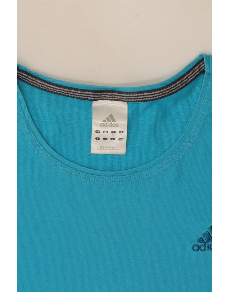 ADIDAS Womens T-Shirt Top UK 12 Medium Blue Cotton Vintage Adidas and Second-Hand Adidas from Messina Hembry 