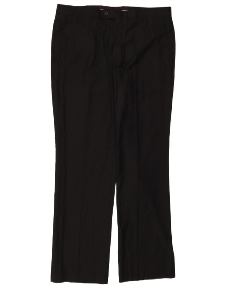 Pierre Cardin Mens Straight Suit Trousers W36 L32 Black Polyester