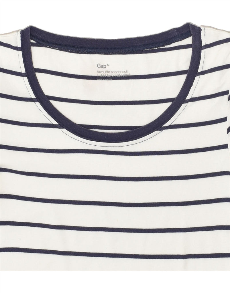 GAP Womens T-Shirt Top UK 12 Medium White Striped Cotton Nautical | Vintage Gap | Thrift | Second-Hand Gap | Used Clothing | Messina Hembry 