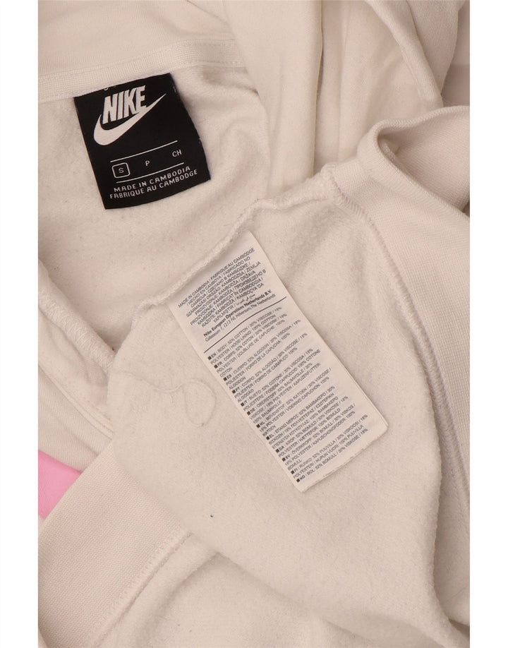NIKE Womens Oversized Graphic Crop Hoodie Jumper UK 10 Small White