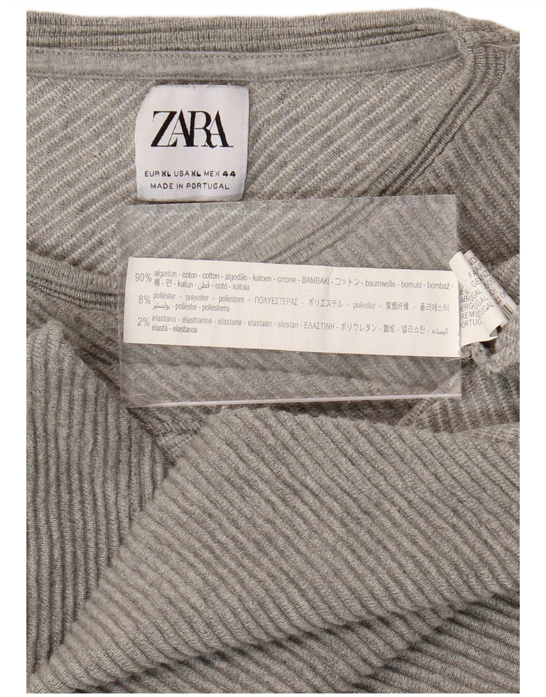 Zara Womens Top Long Sleeve UK 18 XL Grey Cotton