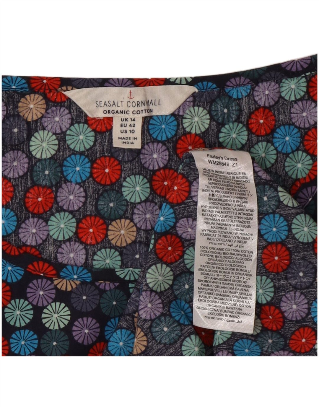 Seasalt Cornwall Womens A-Line Dress UK 14 Large Multicoloured Spotted