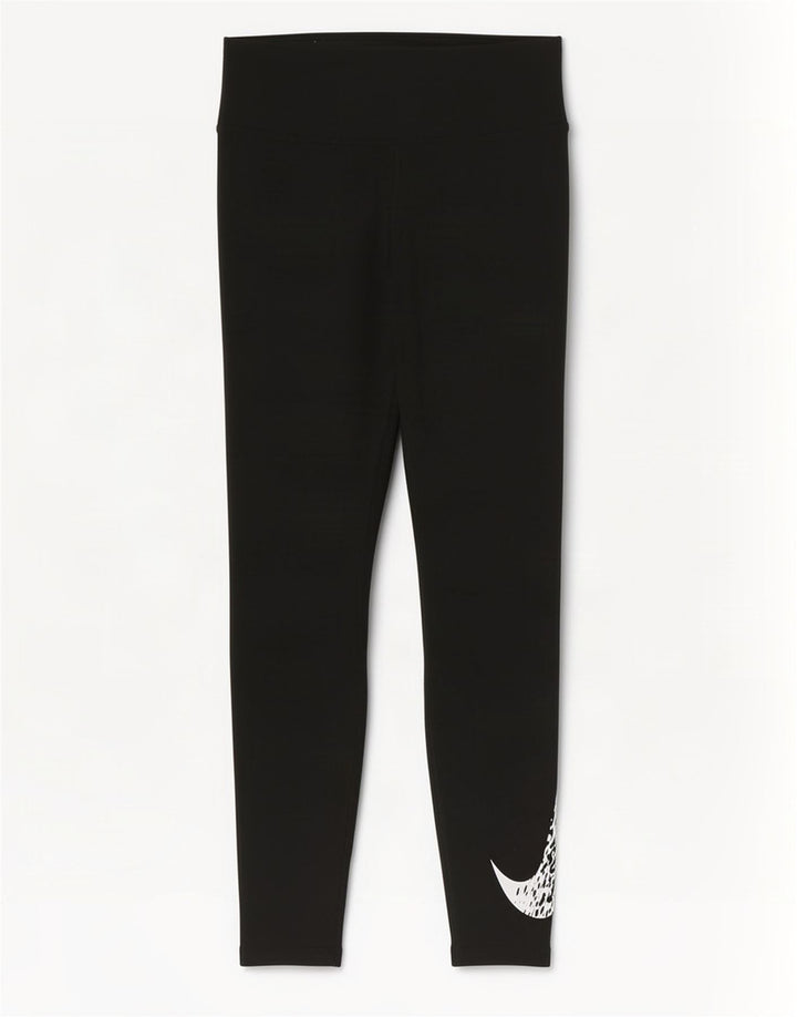 Nike Womens Dri Fit Graphic Leggings UK 8 Small Black Polyester