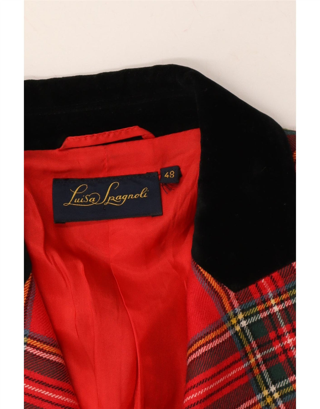 LUISA SPAGNOLI Womens 3 Button Blazer Jacket IT 48 XL Red Check Wool Vintage Luisa Spagnoli and Second-Hand Luisa Spagnoli from Messina Hembry 