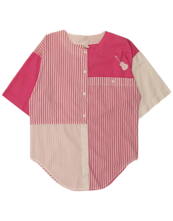 Vintage Womens Short Sleeve Shirt Blouse EU 40 Medium Pink Colourblock