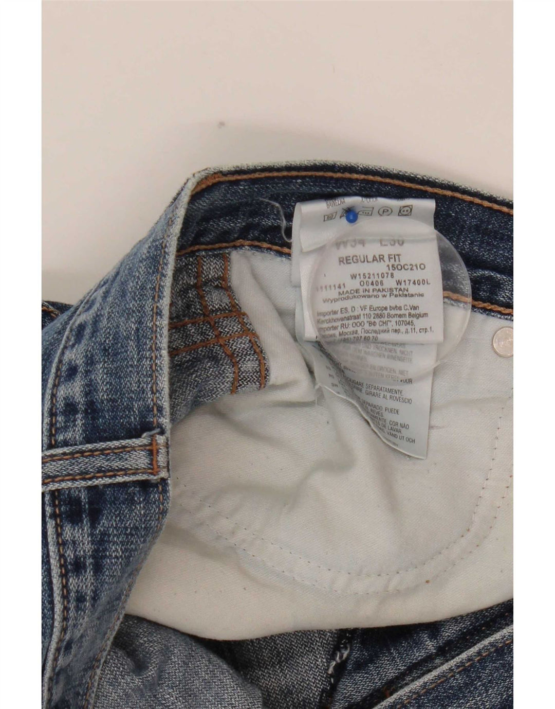 Wrangler Mens Regular Fit Straight Jeans W34 L30 Blue Cotton