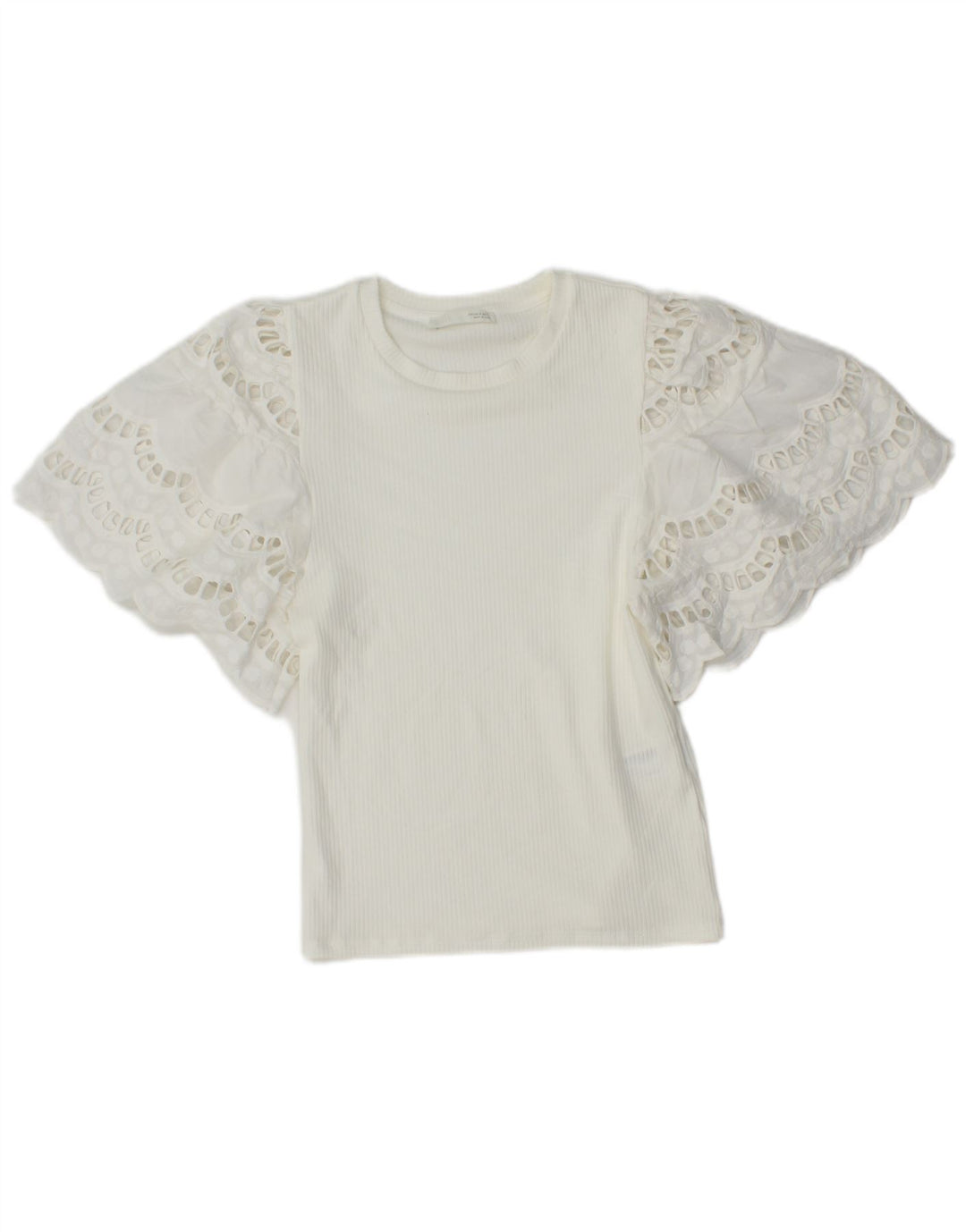 Zara Womens Crop Batwing Blouse Top UK 8 Small White Viscose