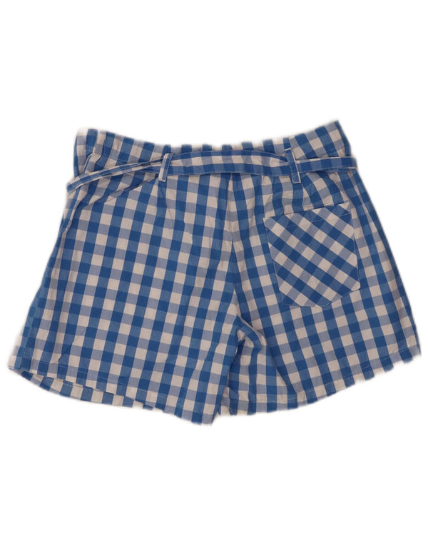 Benetton Girls Casual Shorts 11-12 Years W28 2XL Blue Check Cotton