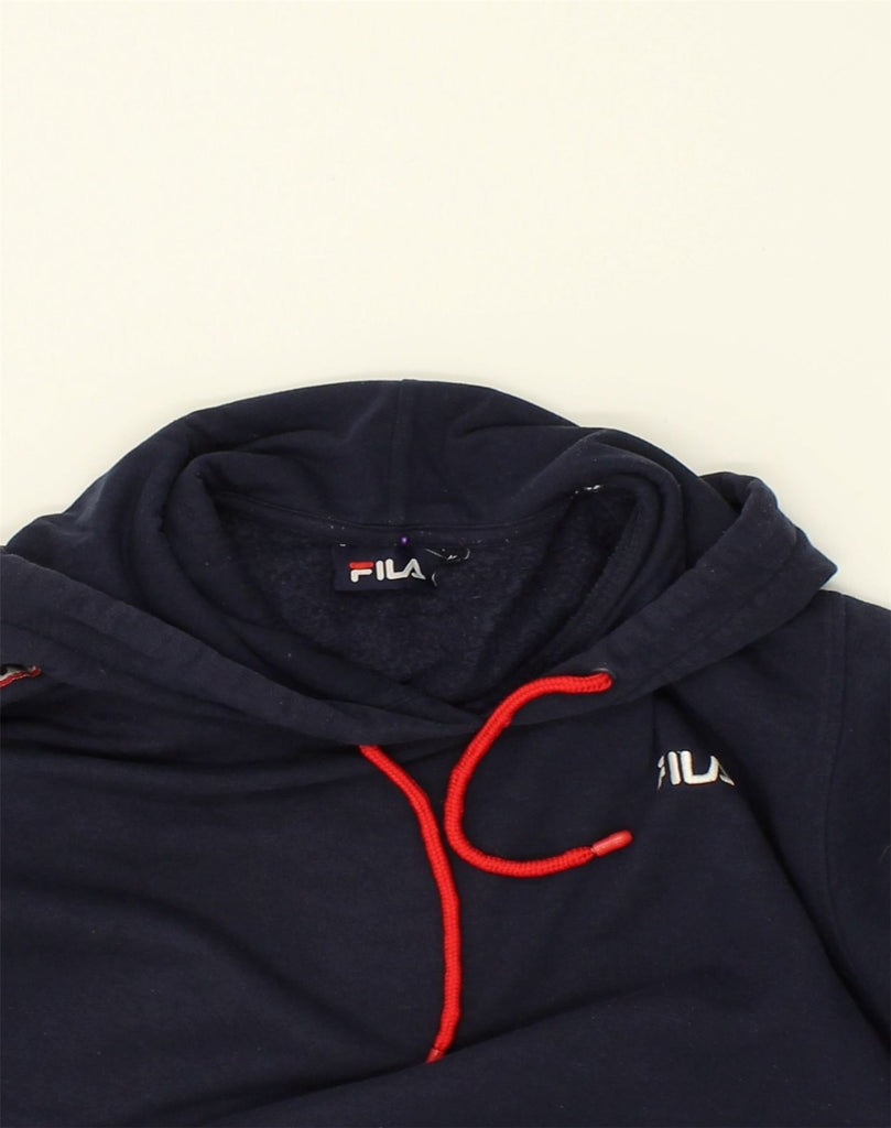 FILA Mens Hoodie Jumper Medium Navy Blue Cotton | Vintage Fila | Thrift | Second-Hand Fila | Used Clothing | Messina Hembry 