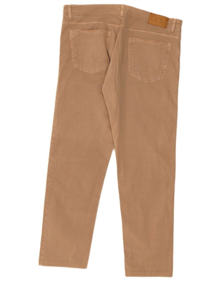 TRUSSARDI Mens Straight Casual Trousers W35 L30 Beige Cotton