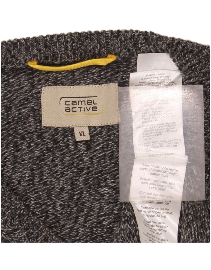 Camel Active Mens V-Neck Jumper Sweater XL Navy Blue Flecked Cotton