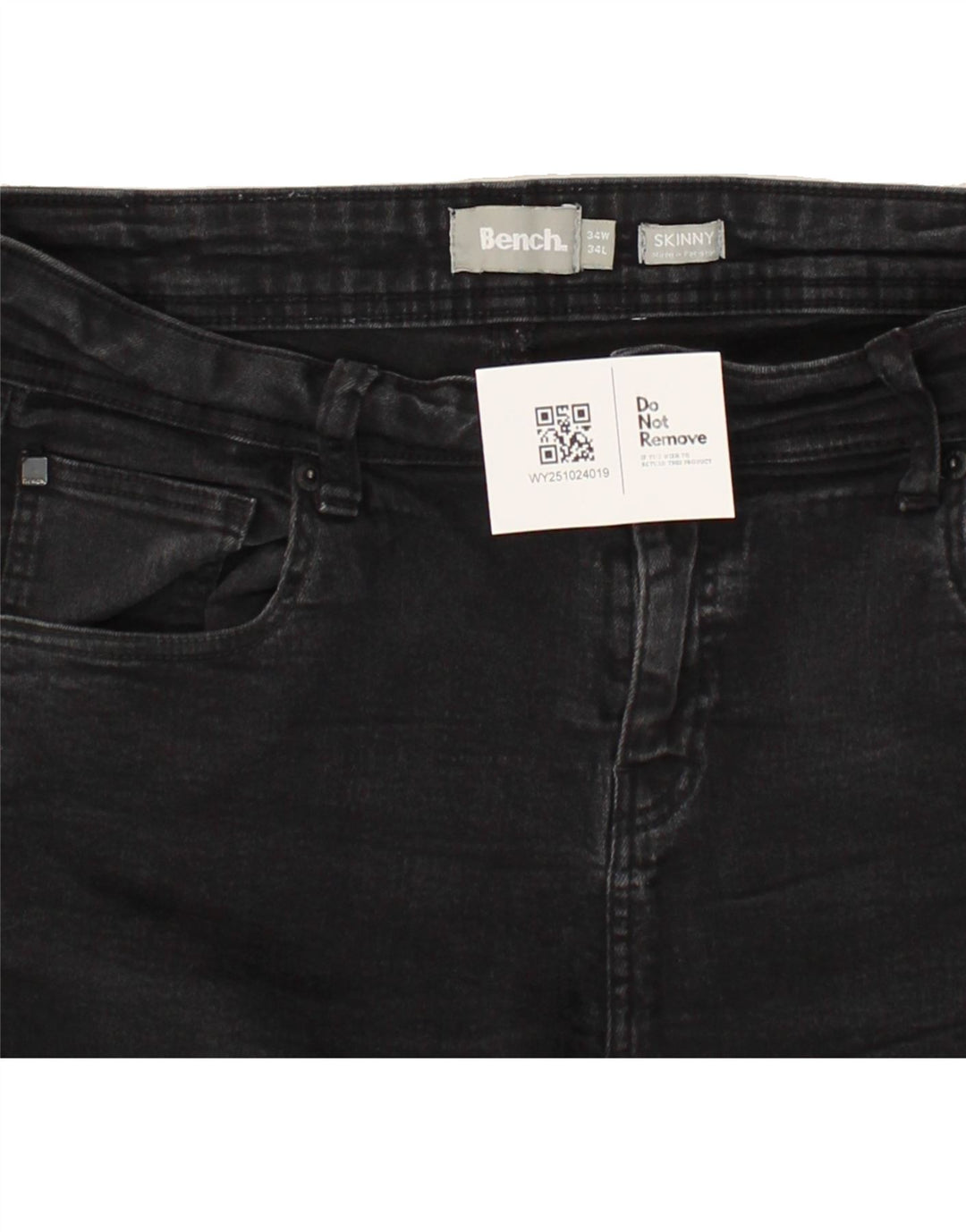 BENCH Womens Skinny Jeans W34 L34 Black Cotton
