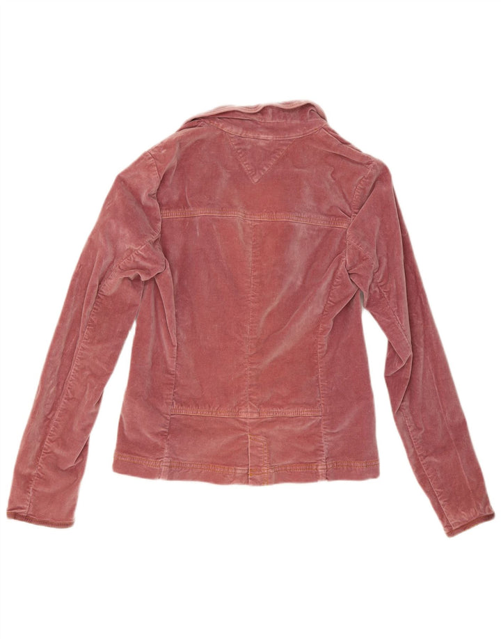 Tommy Hilfiger Womens 3 Button Velvet Blazer Jacket UK 12 Medium Pink