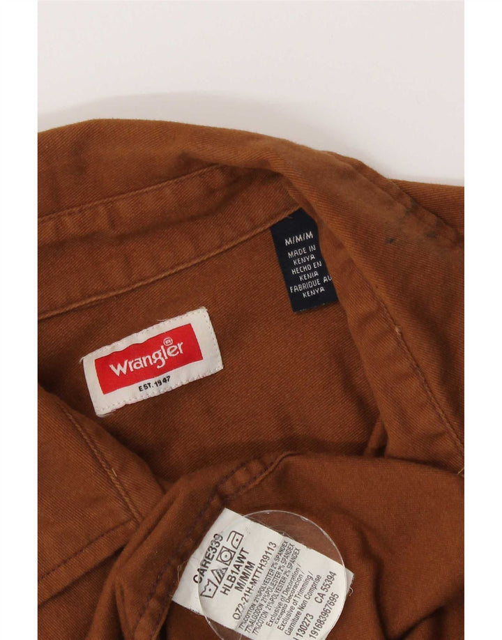 Wrangler Mens Shirt Medium Brown Cotton