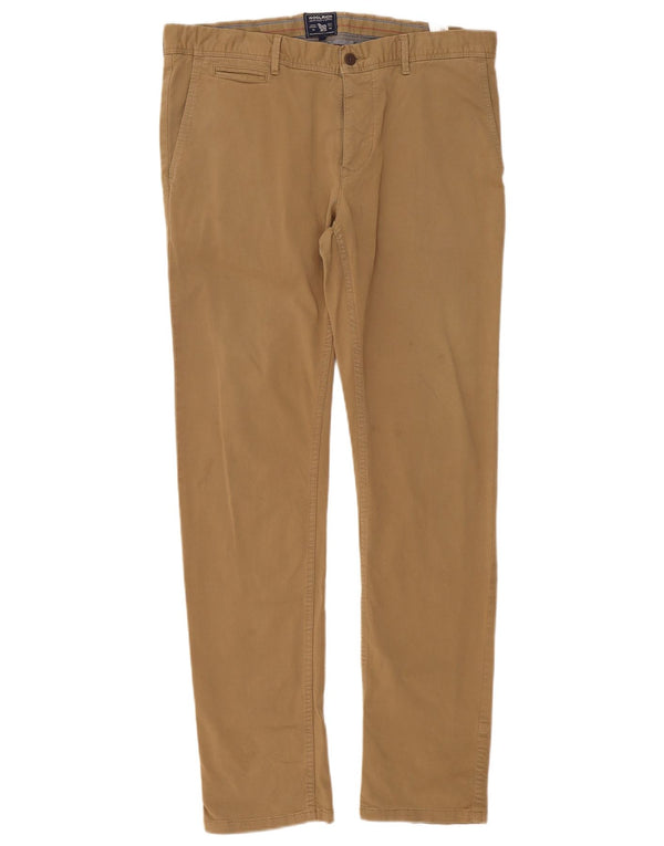 Woolrich Mens Slim Chino Trousers W36 L32 Brown Cotton