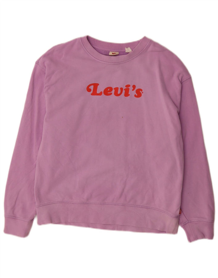 Levi's Womens Graphic Oversized Sweatshirt Jumper UK 10 Small Purple Cotton