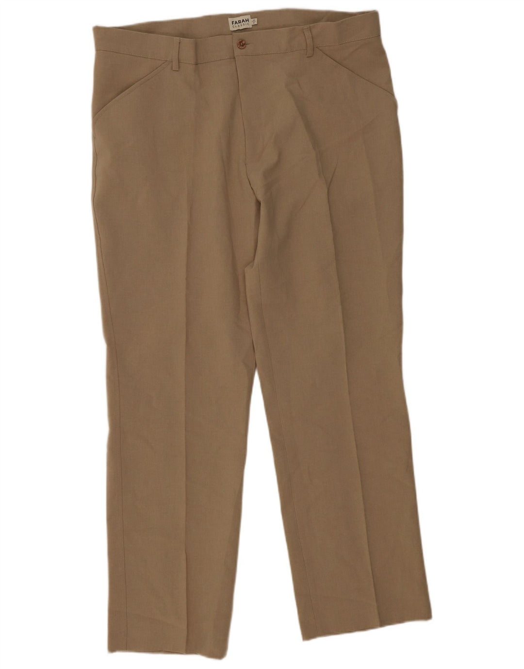 Farah Mens Straight Casual Trousers W40 L31 Beige Polyester