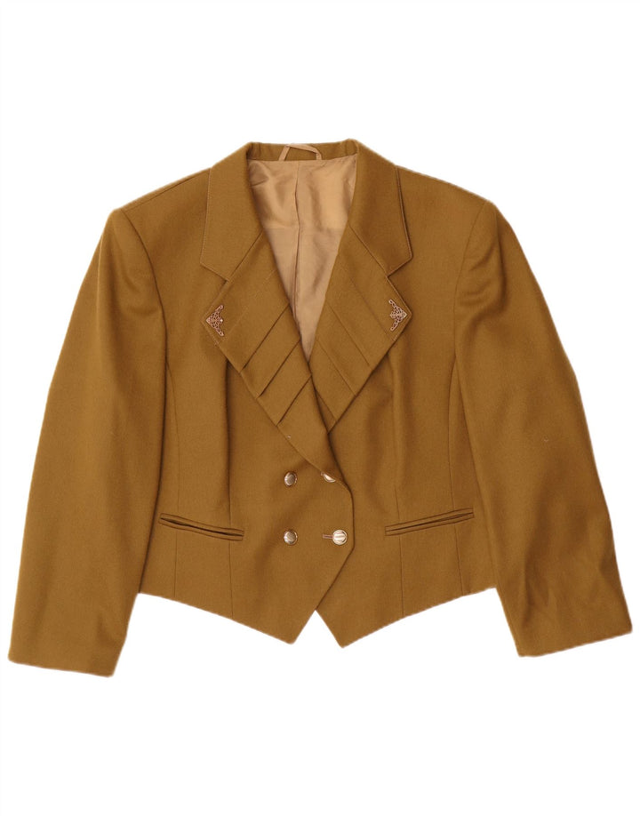 Vintage Womens 3/4 Sleeve Double Breasted Bolero Jacket IT 46 Large Khaki