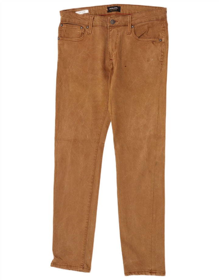Jack & Jones Mens GLENN Slim Jeans W31 L32 Brown Cotton