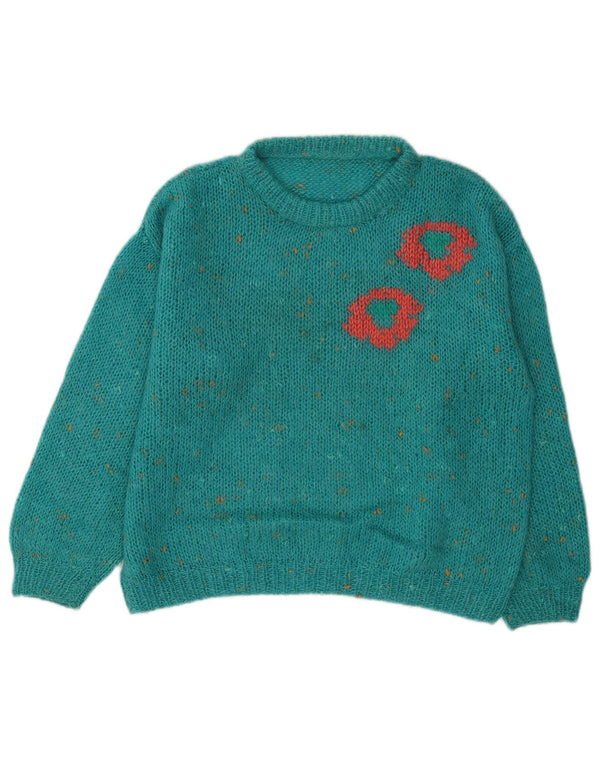 Vintage Womens Crew Neck Jumper Sweater UK 16 Large Blue Flecked