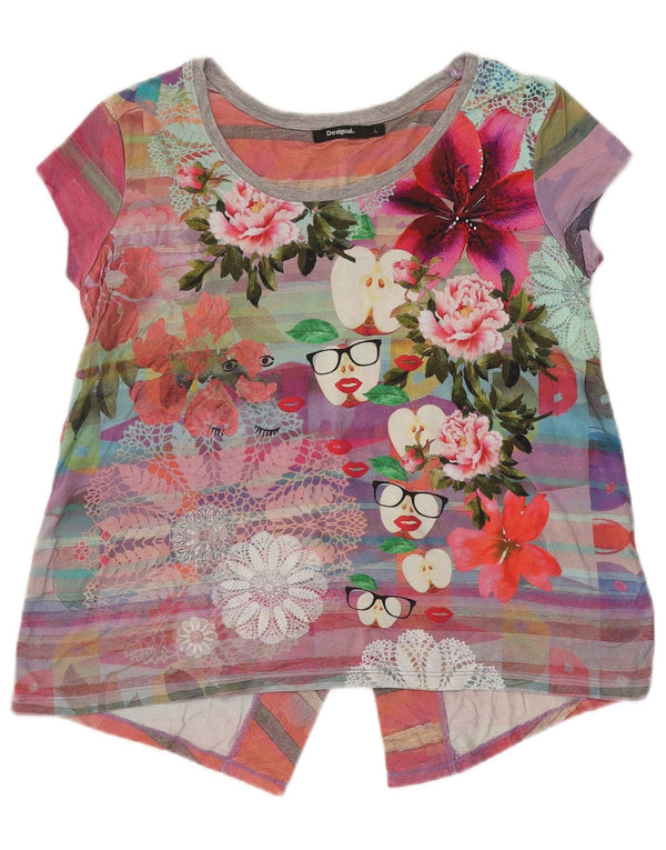 Desigual Womens Regular Blouse Top UK 16 Large Multicoloured Floral Viscose
