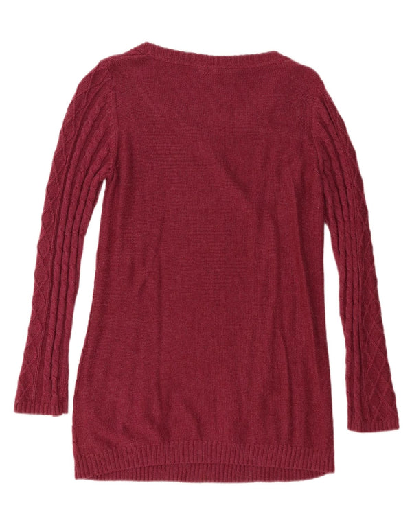 Fat Face Womens Boat Neck Jumper Sweater UK 16 Large Maroon Cotton