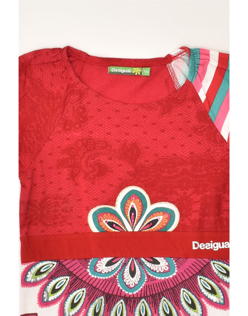 DESIGUAL Girls T-Shirt Dress 11-12 Years Red Floral Cotton | Vintage Desigual | Thrift | Second-Hand Desigual | Used Clothing | Messina Hembry 