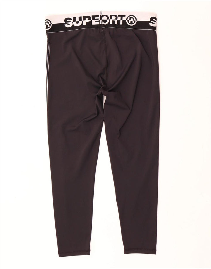 Superdry Womens Graphic Crop Leggings UK 16 Large  Black