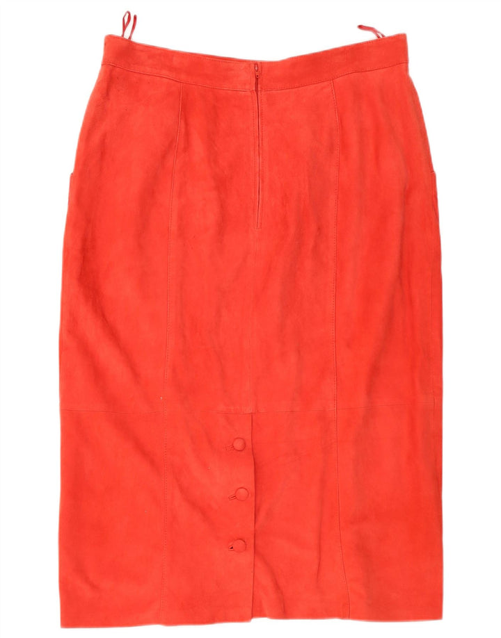 Vintage Womens Suede Straight Skirt W34 Large  Red